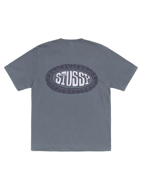 STÜSSY Tile Oval Pig. Dyed Tee Blue