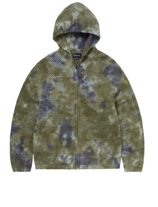 THISISNEVERTHAT Crochet Knit Zip Hoodie Olive Green