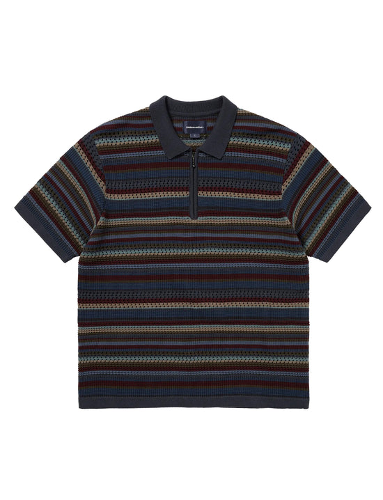 THISISNEVERTHAT  Striped S/S Knit Polo Dark Navy