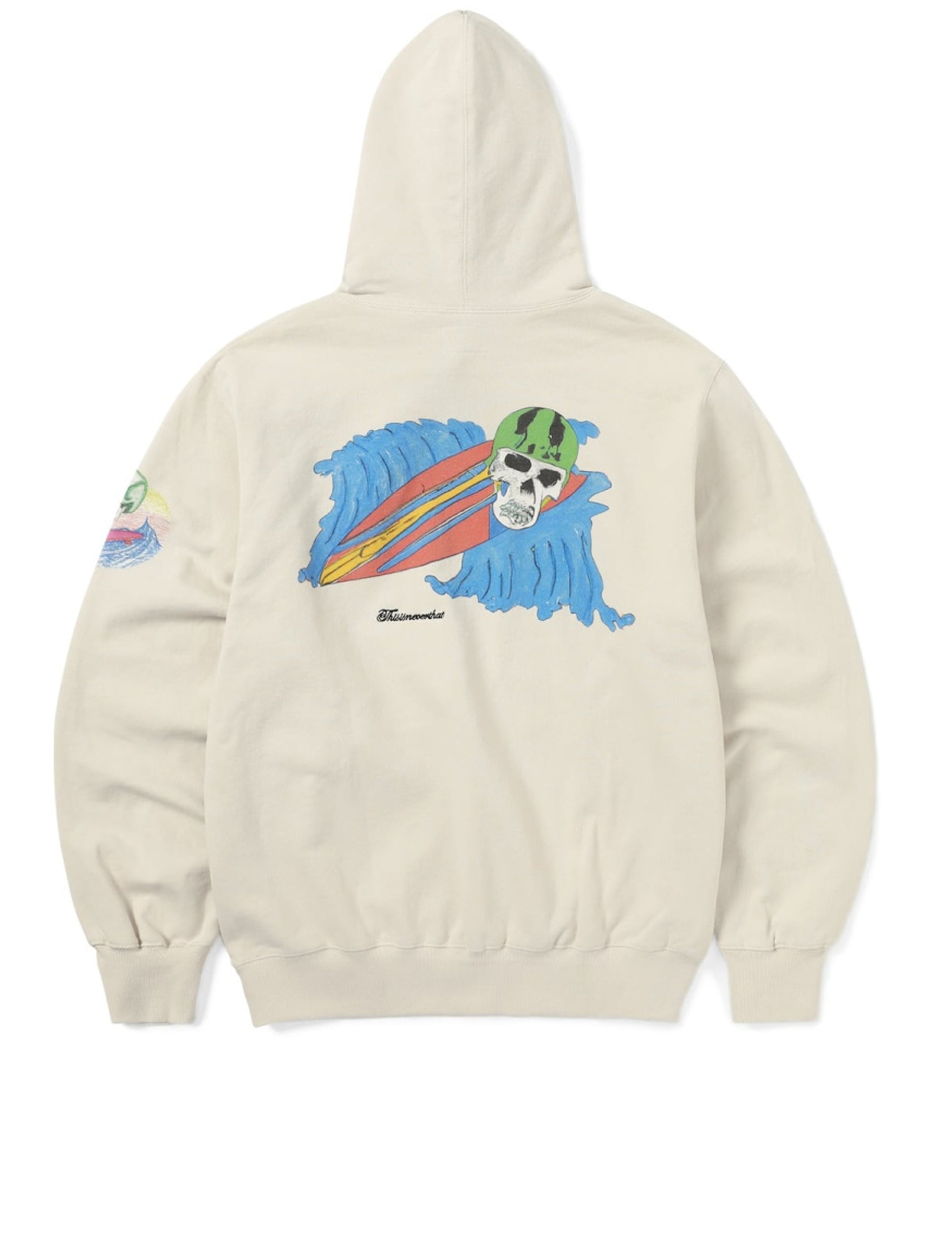 THISISNEVERTHAT Surfing Skull Hoodie NATURAL