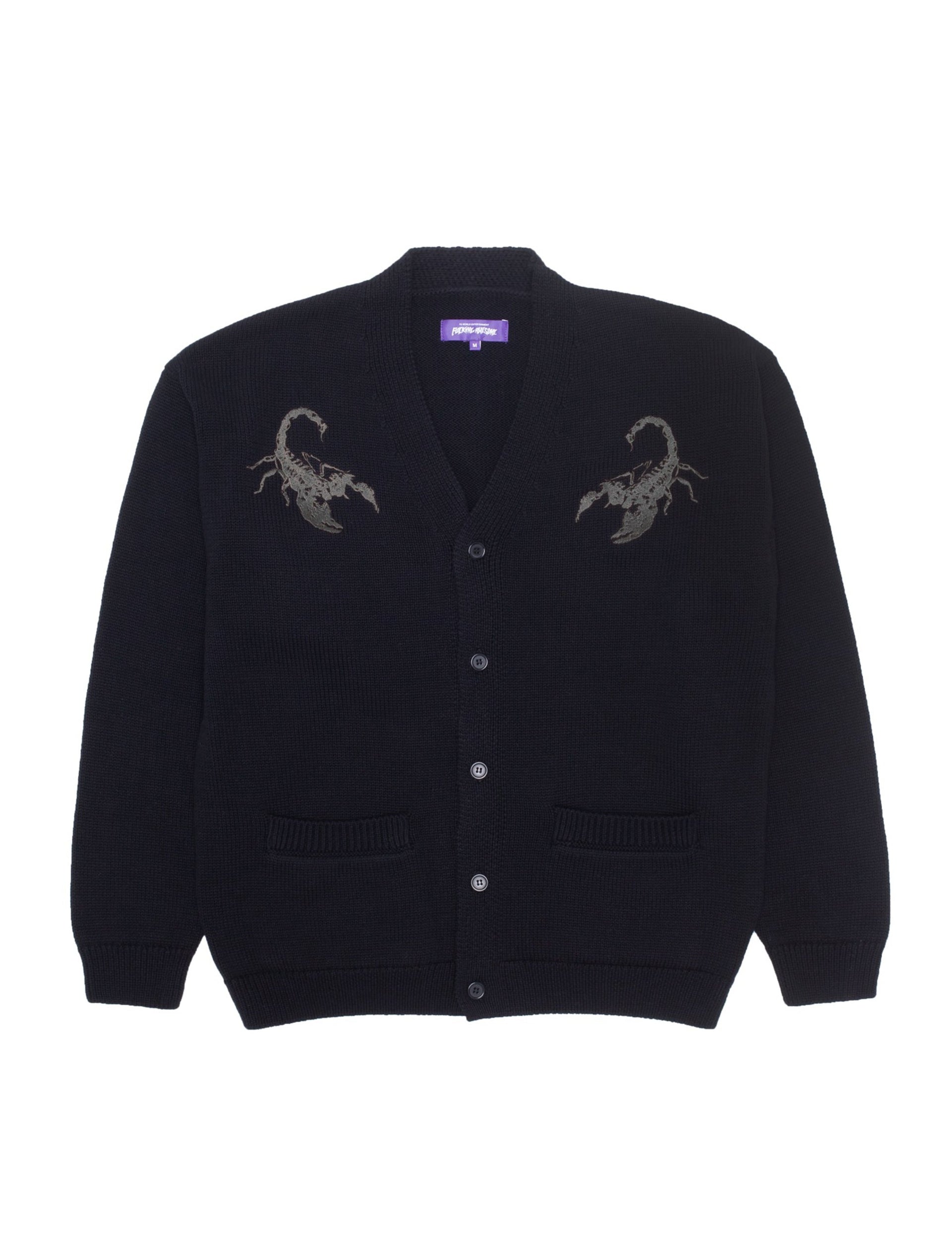 FUCKING AWESOME EMBROIDERED SCROPION CARDIGAN BLACK