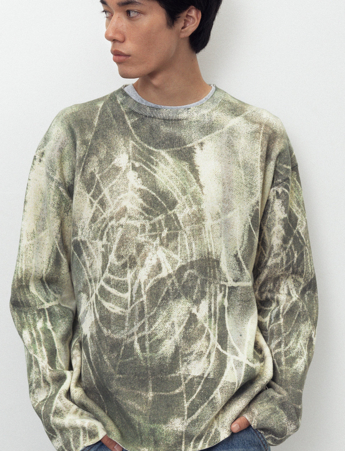 thisisneverthat Abstract Web Knit Sweater Olive