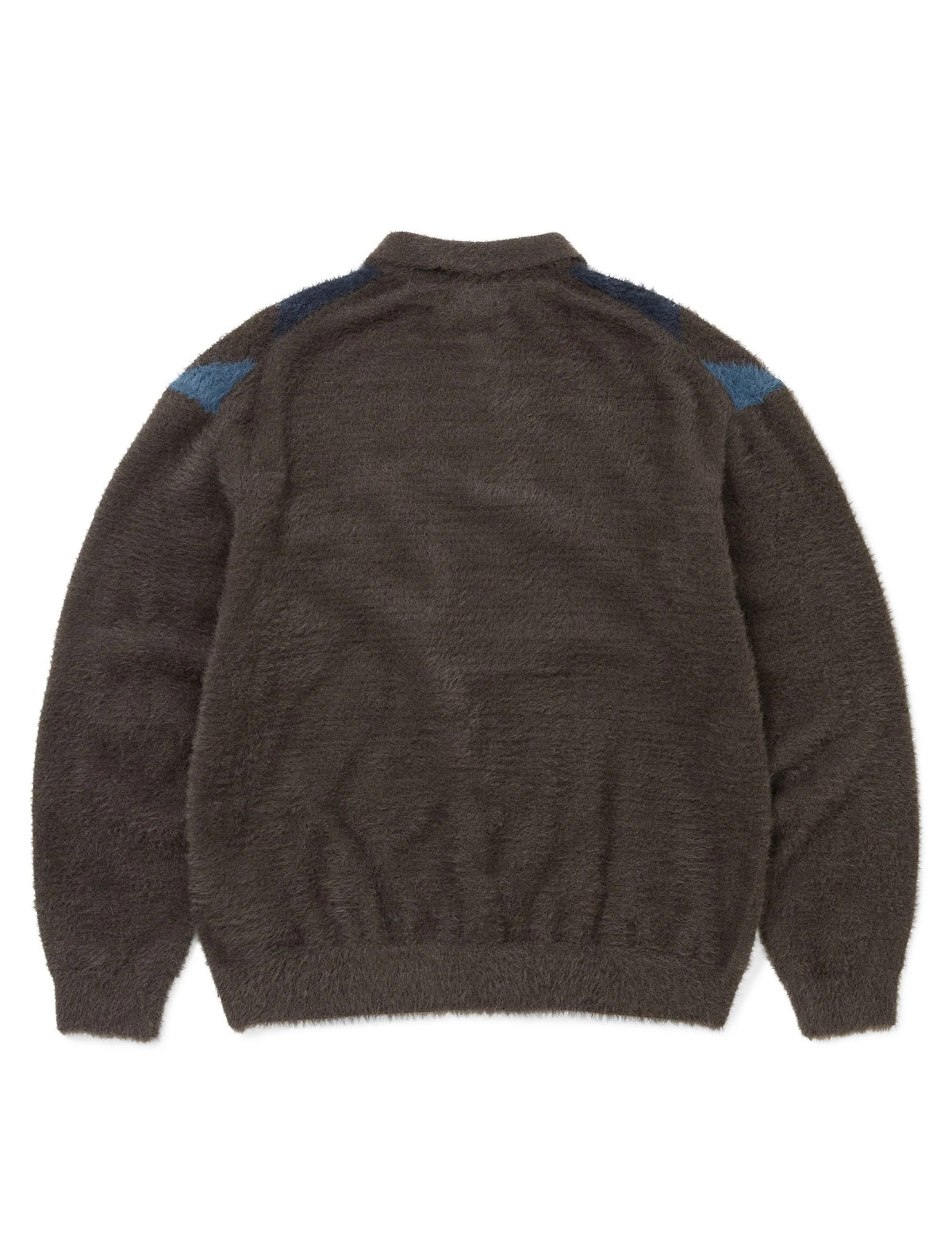 thisisneverthat Argyle Shaggy Knit Polo Brown