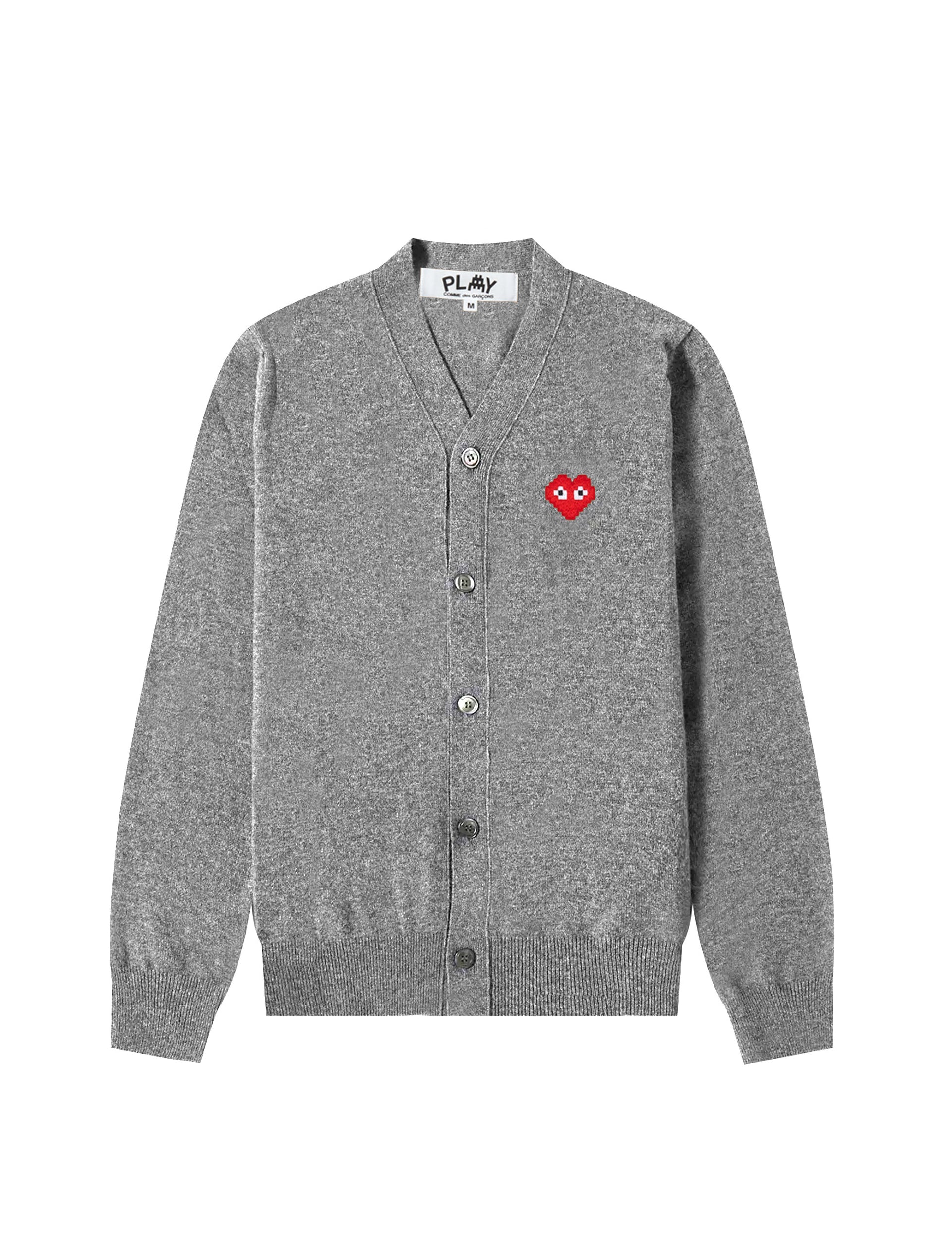 COMME DES GARÇONS X THE ARTIST INVADER CARDIGAN GREY
