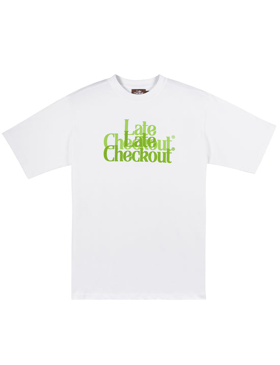 LATE CHECKOUT Double Trouble green Logo Tee