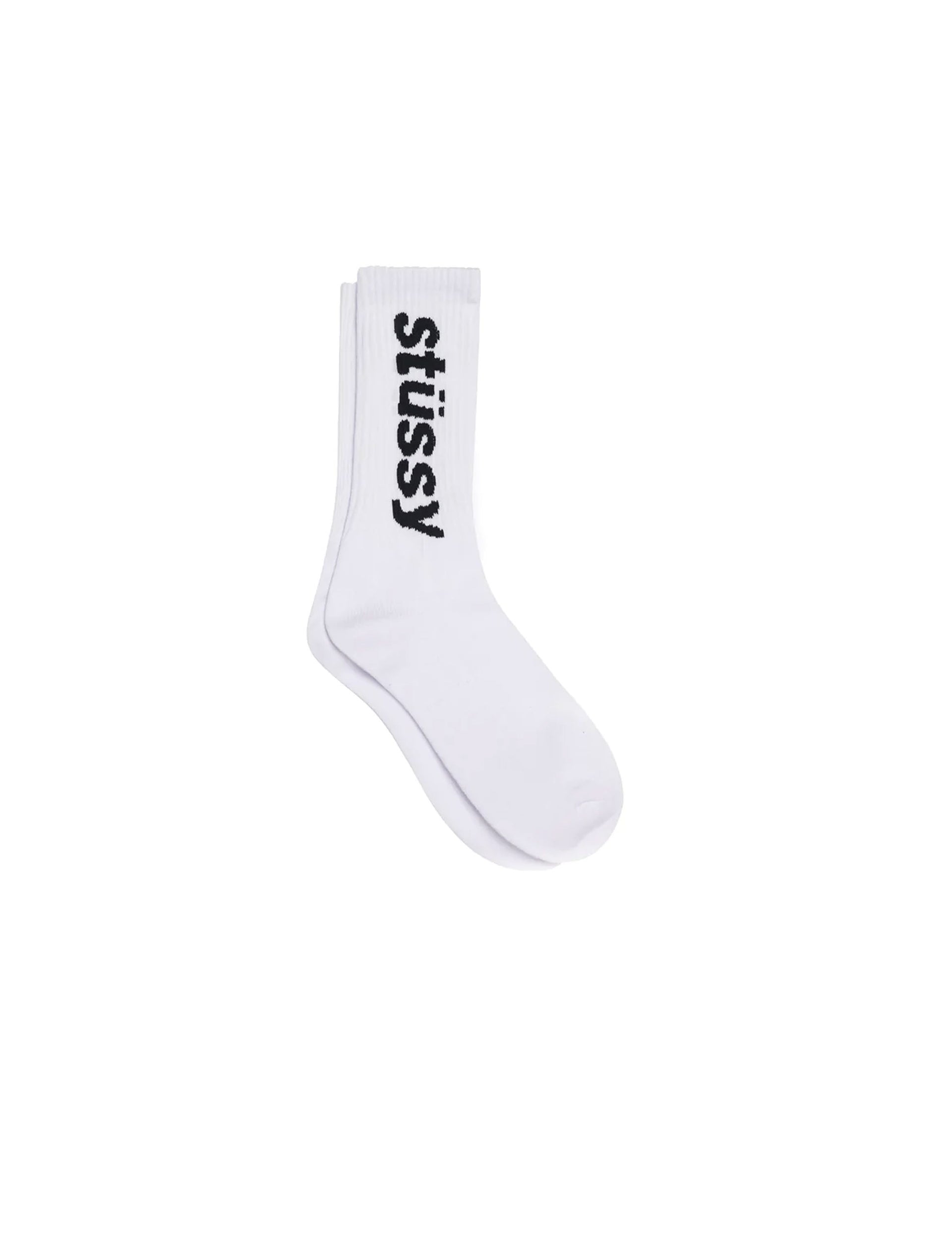 STÜSSY Helvetica Crew Socks WHITE/BLACK