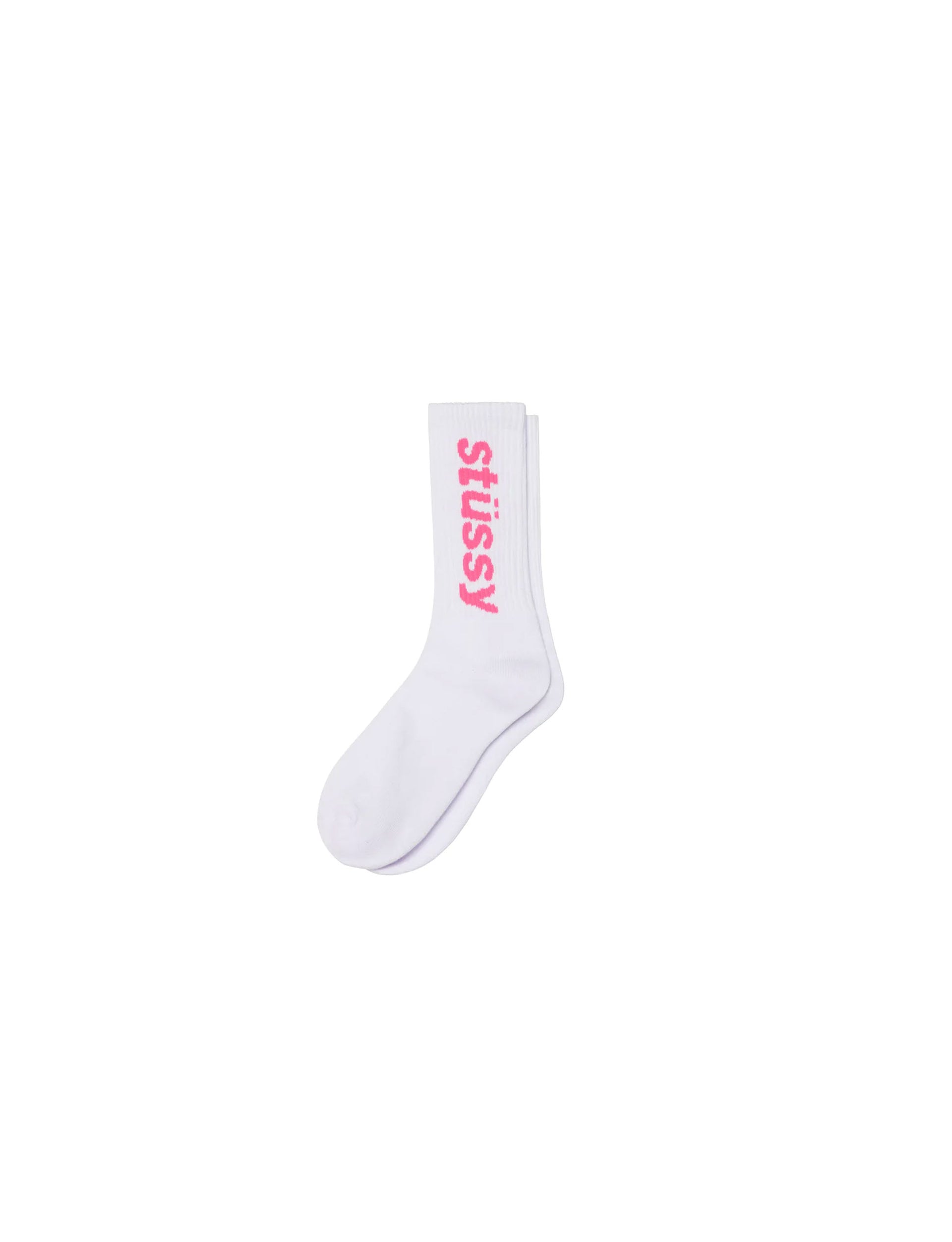 STÜSSY Helvetica Crew Socks WHITE/PINK