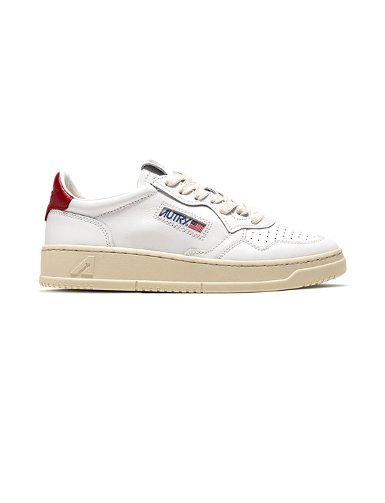 AUTRY SNEAKERS MAN MEDALIST LOW SNEAKERS IN LEATHER COLOR WHITE RED