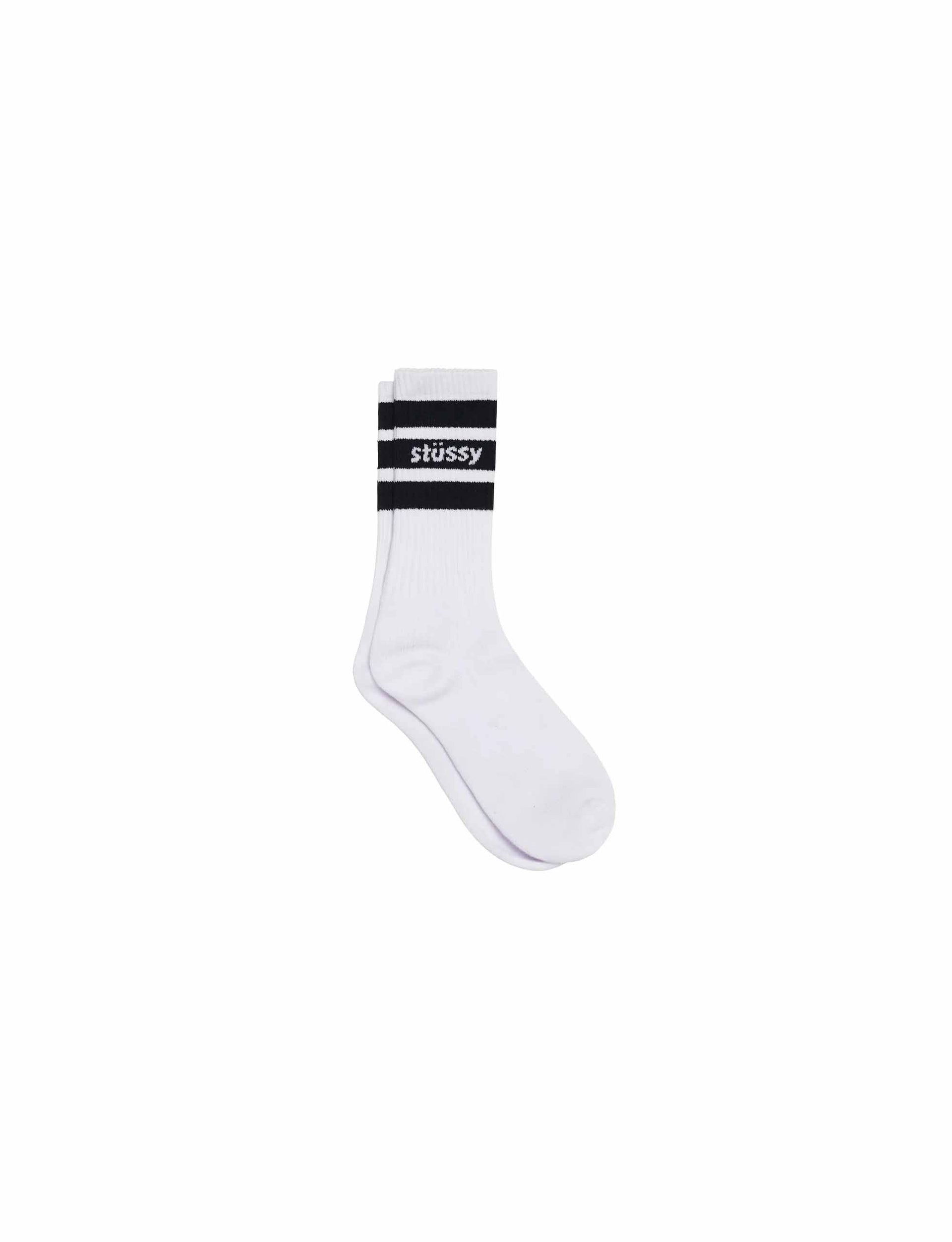 STÜSSY Stripe Crew Socks white/black