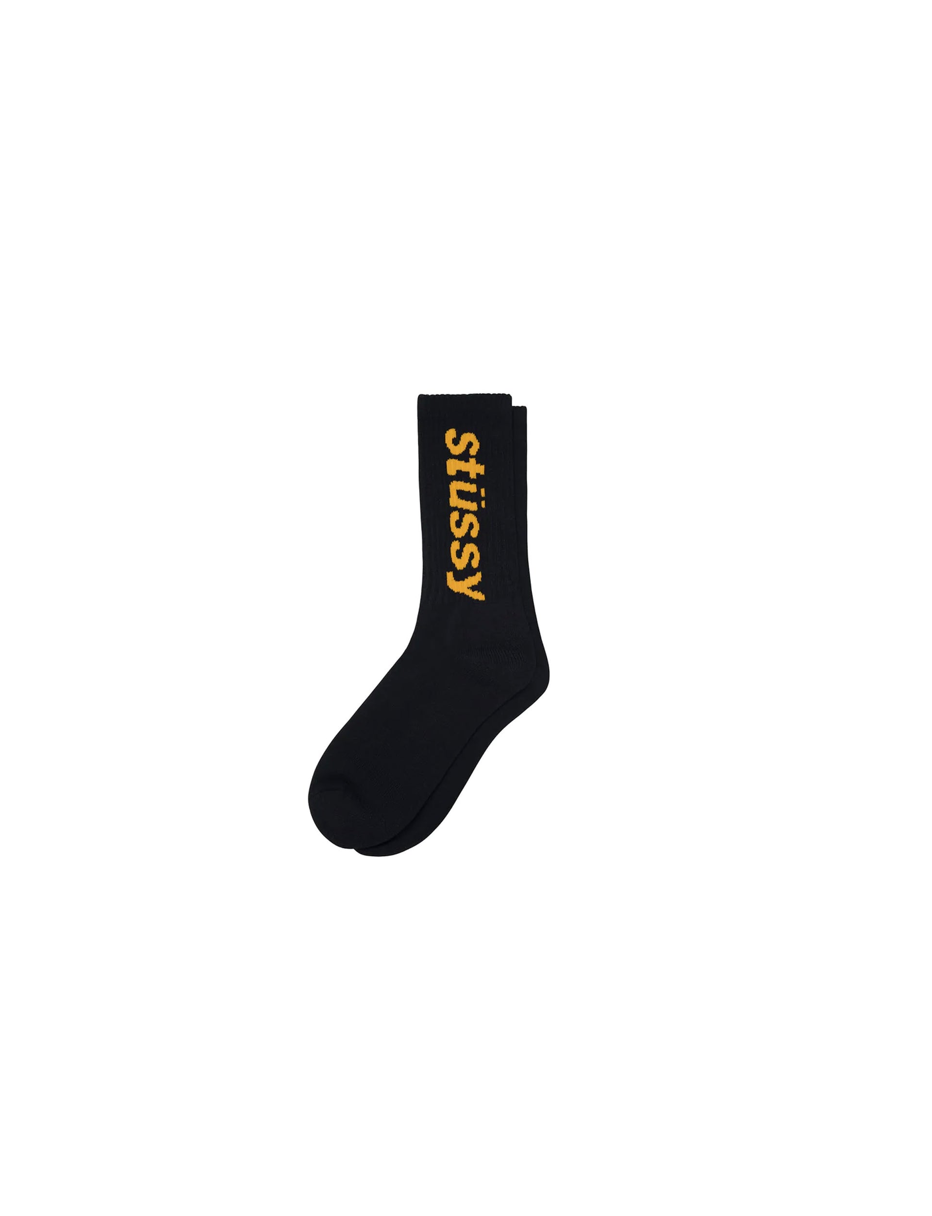 STÜSSY Helvetica Crew Socks BLACK/YELLOW