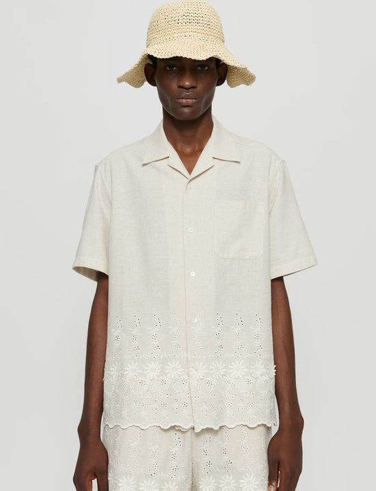 CMMN SWDN Ture Embroidered Shirt Linen White