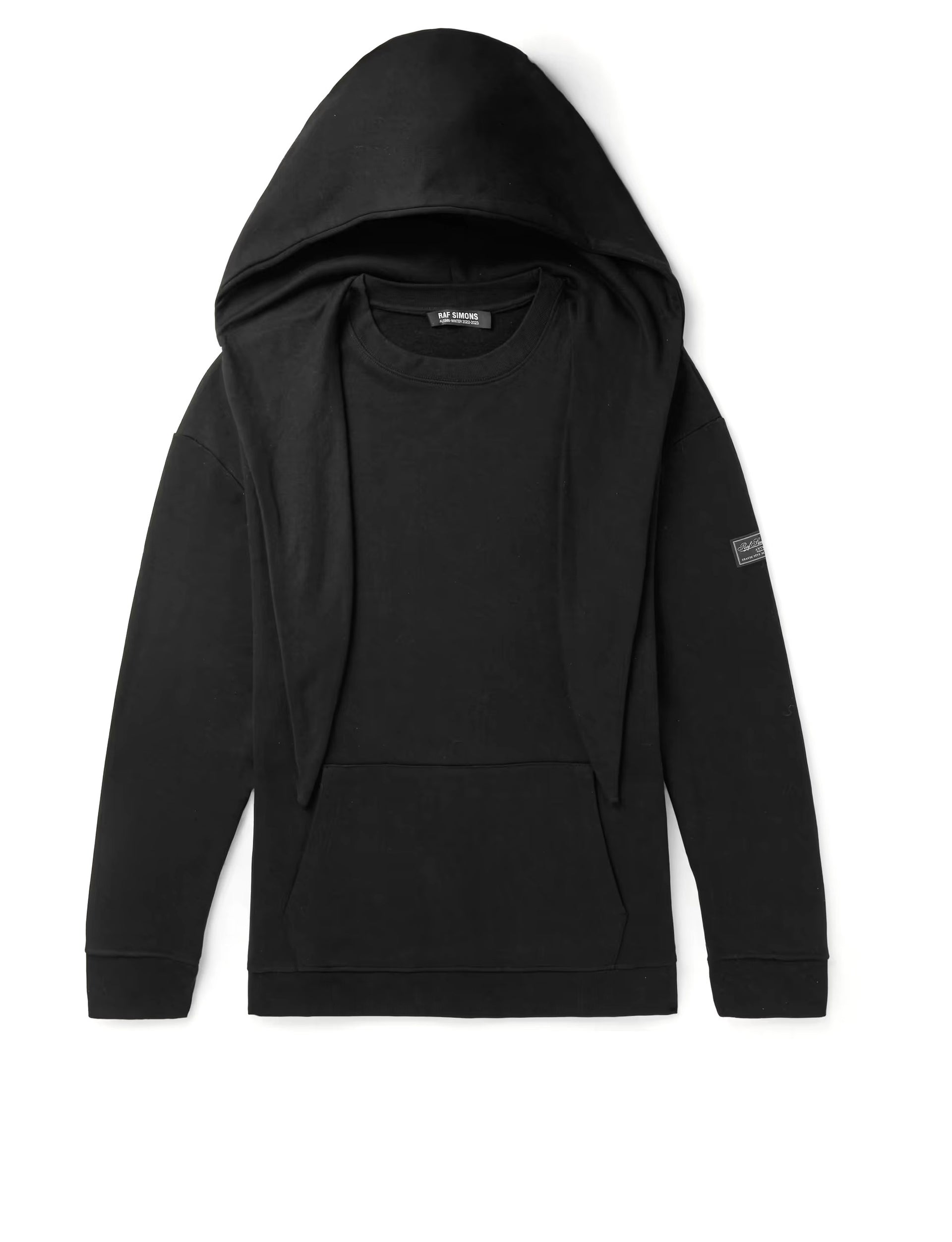 RAF SIMONS Regular fit hoodie with knot hood BLACK