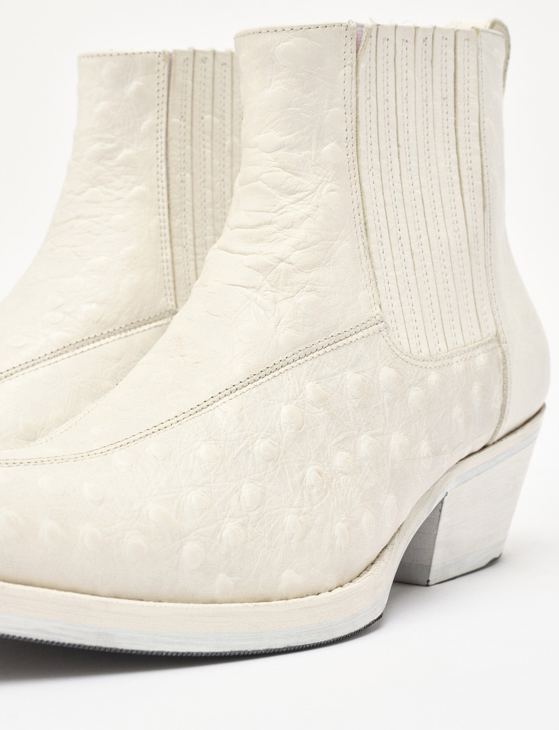 OUR LEGACY ABSTRACT GATOR BOOT FAUXSTRICH WHITE LEATHER