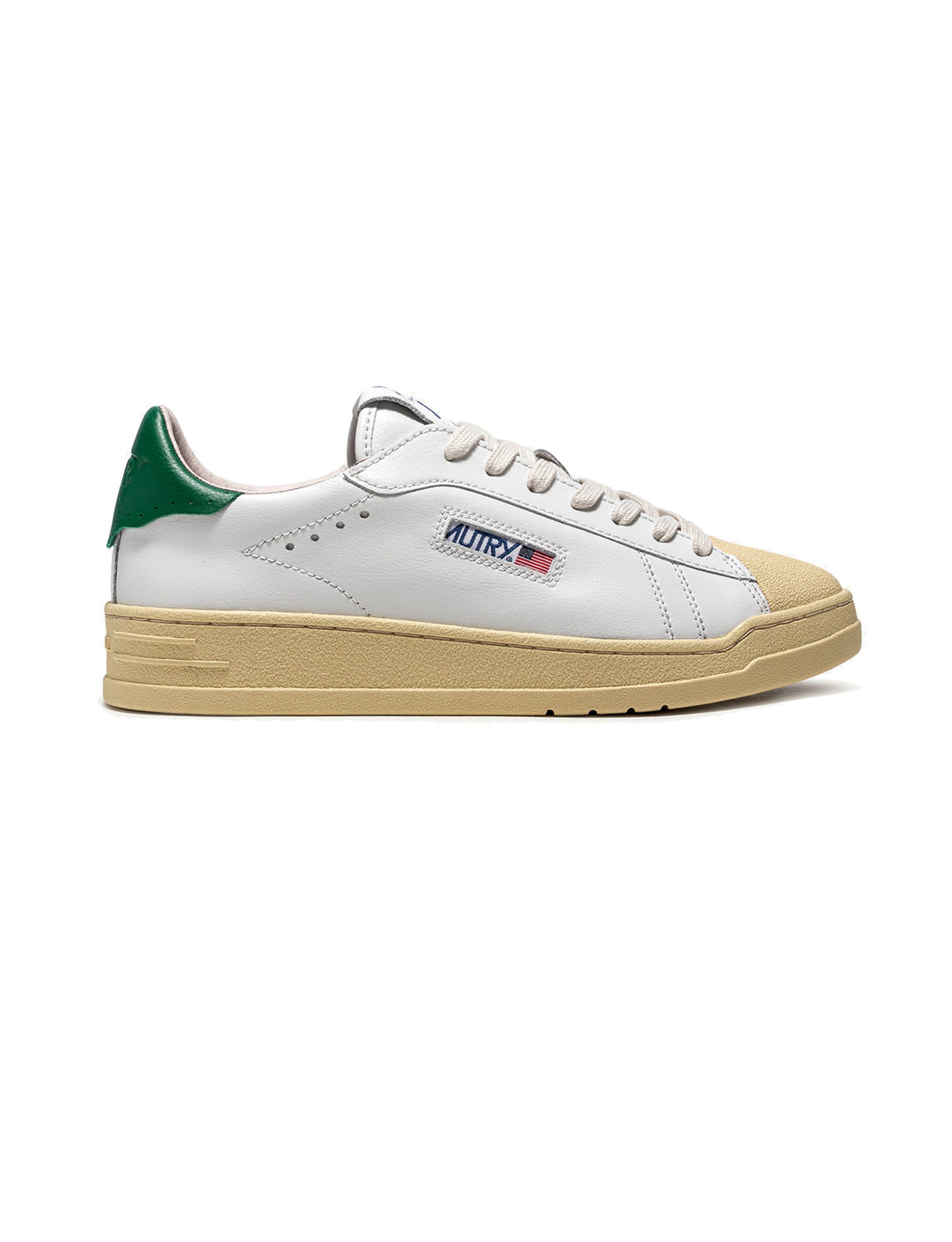 AUTRY SNEAKERS MAN BOB LUTZ LOW SNEAKERS IN LEATHER COLOR WHITE GREEN