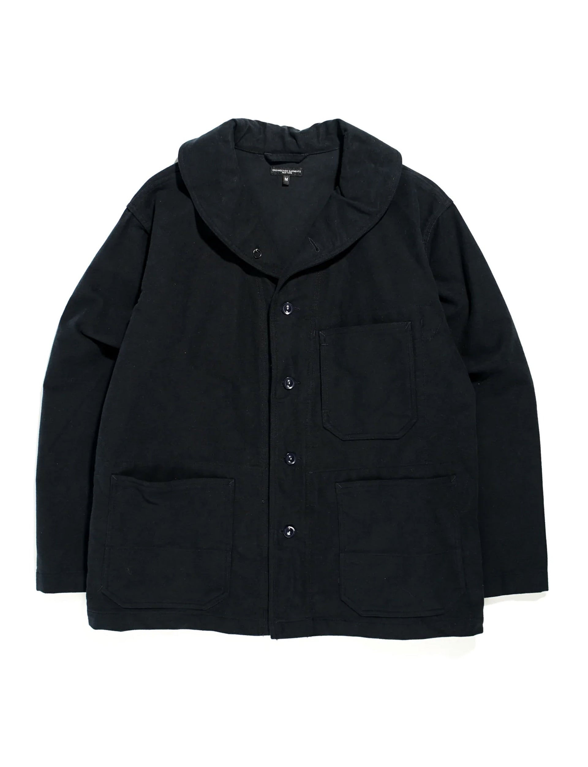 ENGINEERED GARMENTS Shawl Collar Utility Jacket Dk Navy Cotton Moleskin