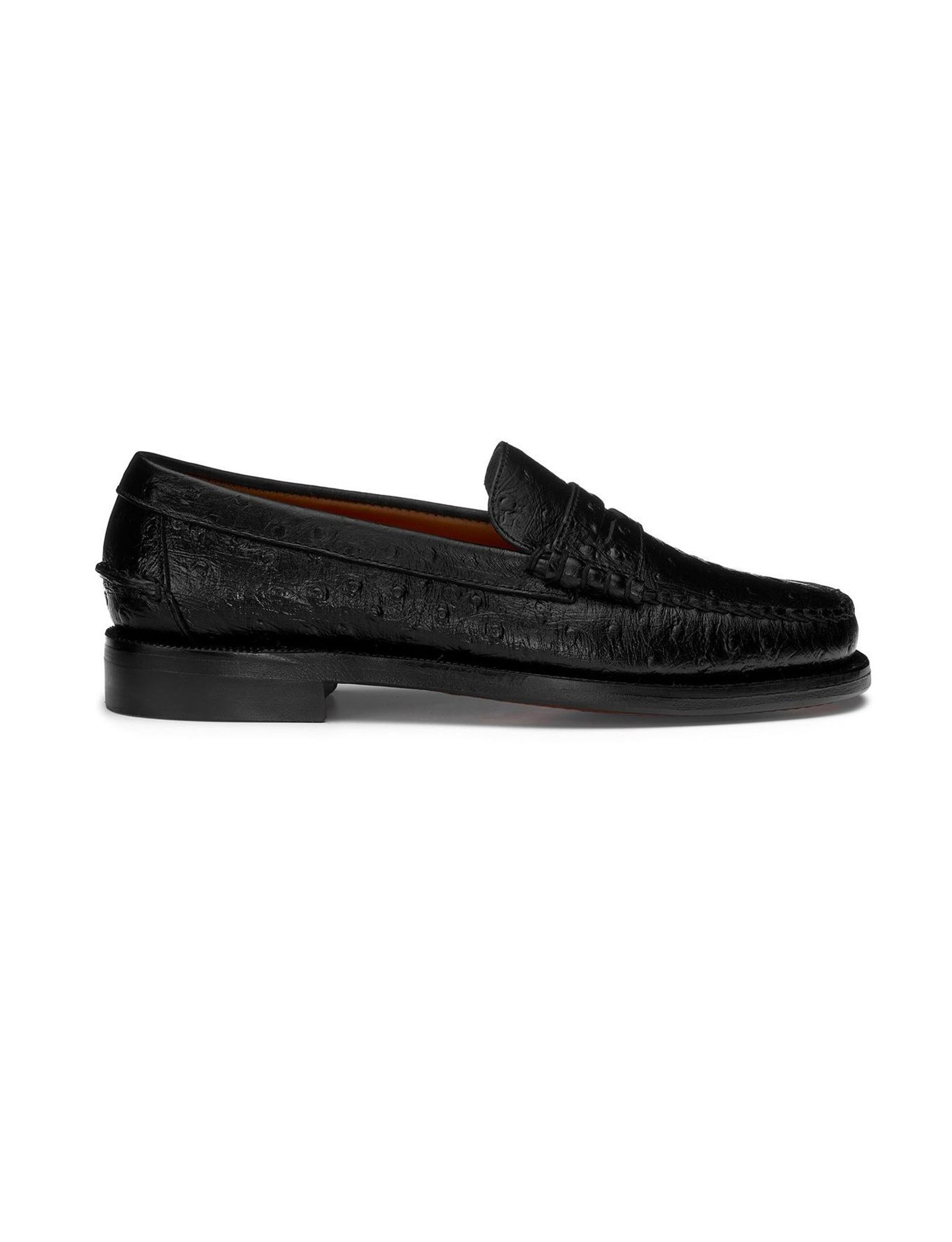 SEBAGO BLACK 'DAN OSTRICH' LOAFER BLACK