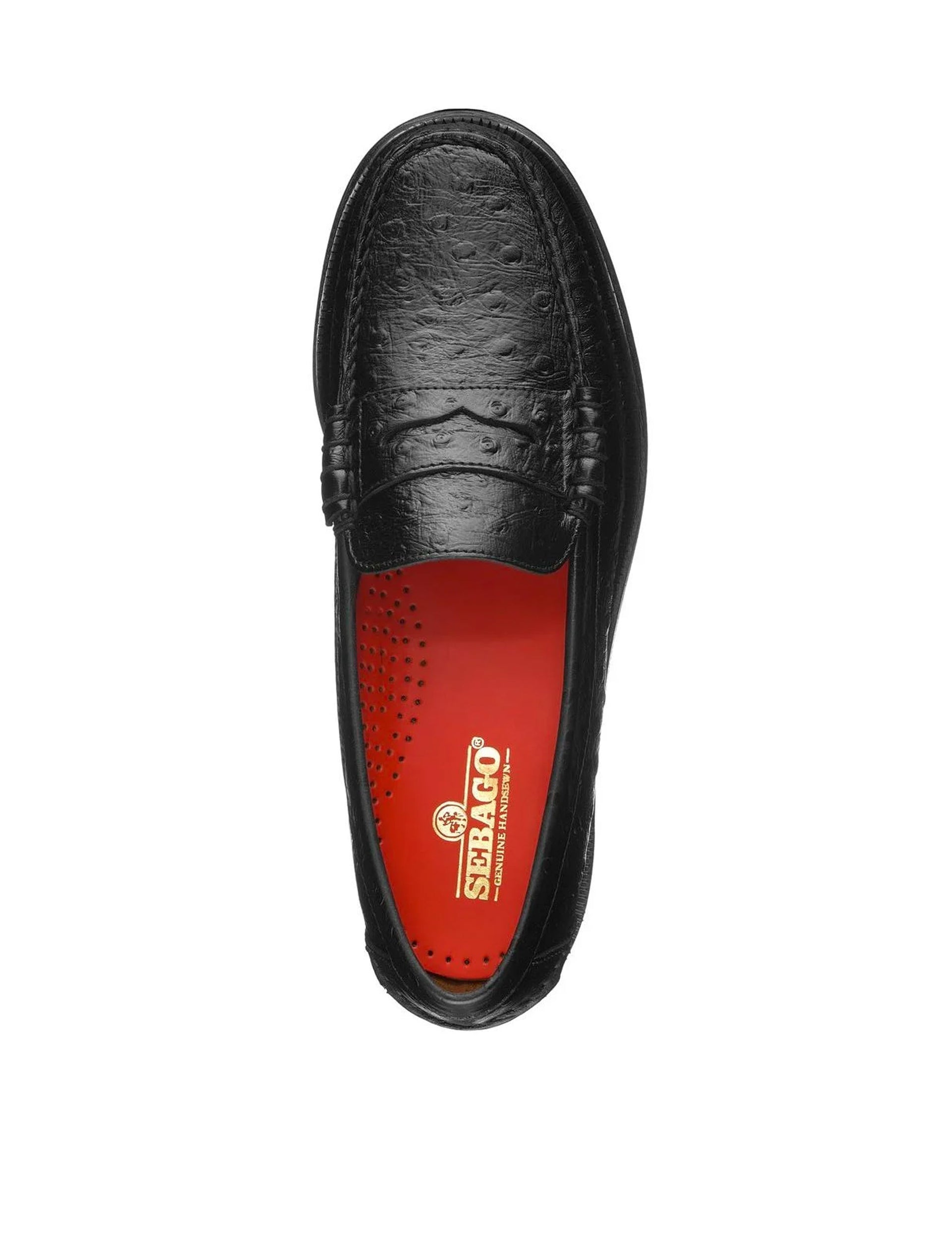 SEBAGO BLACK 'DAN OSTRICH' LOAFER BLACK