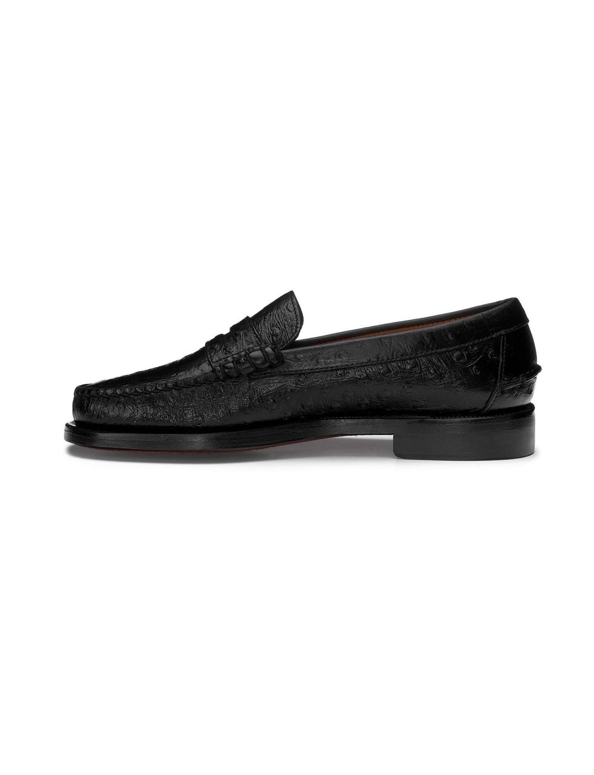 SEBAGO BLACK 'DAN OSTRICH' LOAFER BLACK