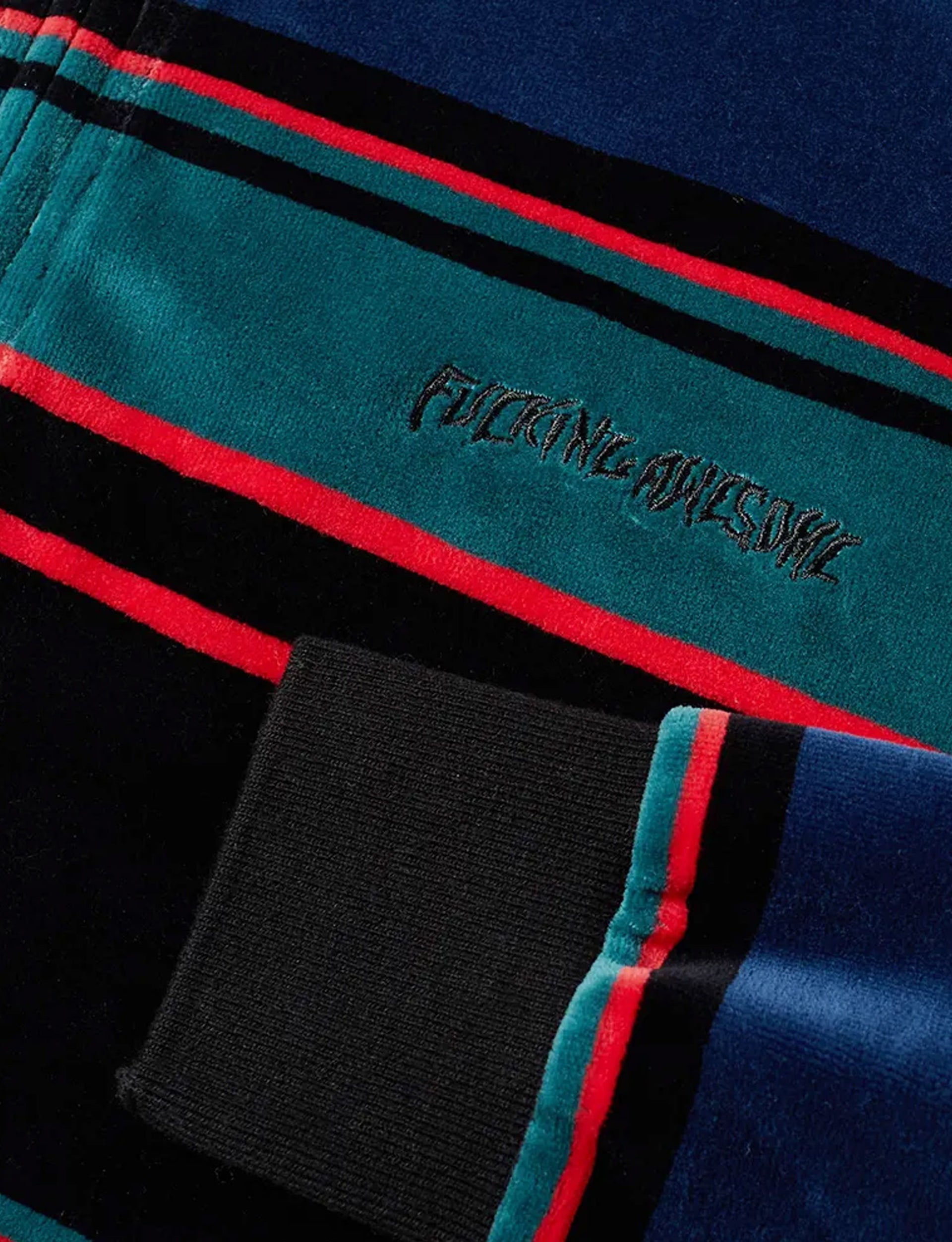 FUCKING AWESOME BLOCK STRIPE VELOUR 1/4 ZIP SHIRT