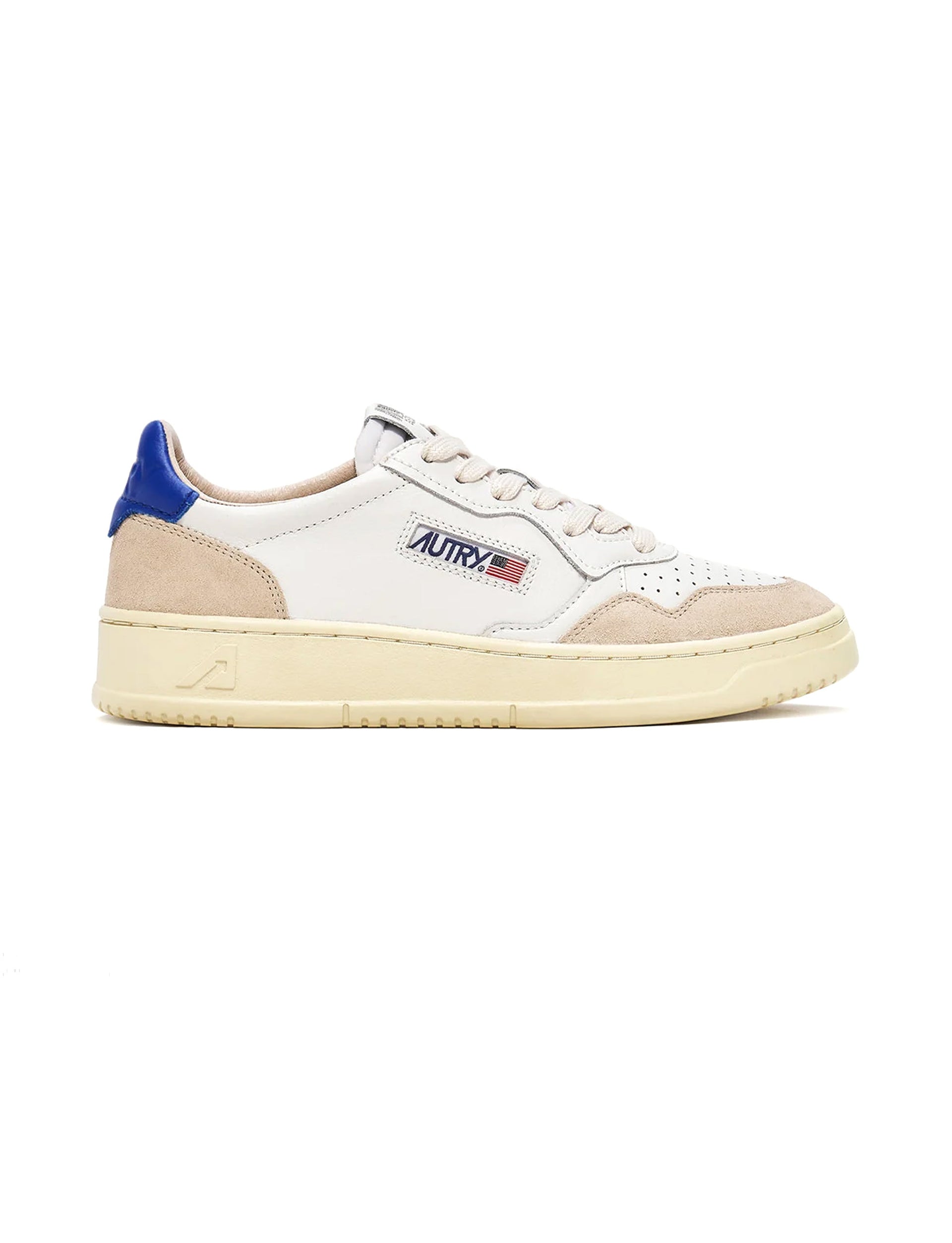 AUTRY SNEAKERS MAN MEDALIST LOW SNEAKERS IN SUEDE AND LEATHER COLOR WHITE AND PRINCE BLUE