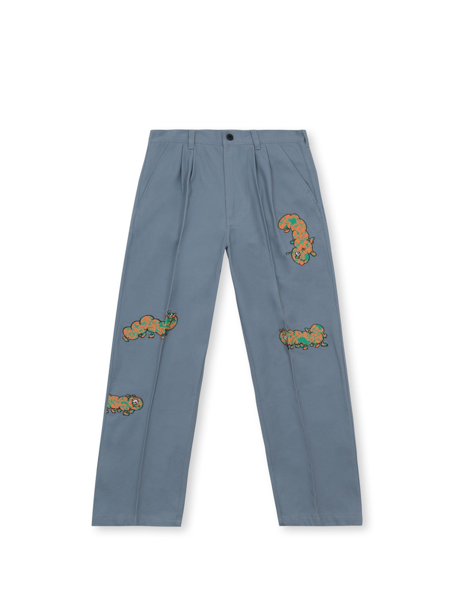 SS21 Drop 3 worms pleated pants blue front optimized copia
