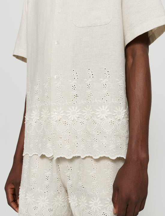 CMMN SWDN Ture Embroidered Shirt Linen White
