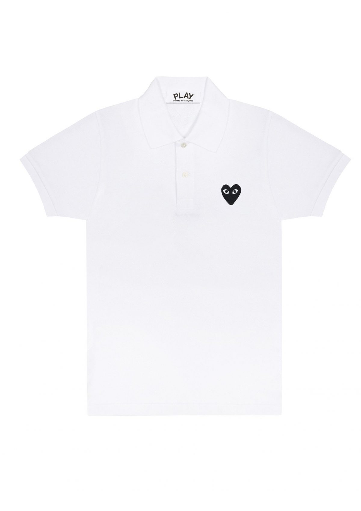 COMME DES GARÇONS PLAY POLO WHITE BLACK PATCH